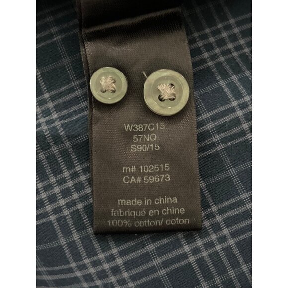 John Varvatos USA Shirt Size XXL Blue Gray‎ Plaid L/S Button Down 100% Cotton - Picture 9 of 9